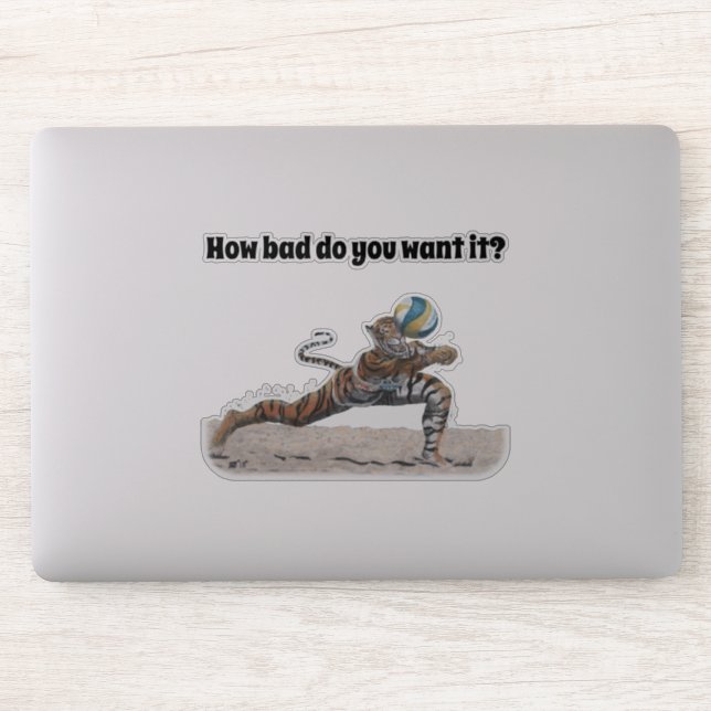 Gato Guerrero Pegatina de Arte Fantasía de Voleibo (Ordenador)