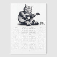 Gato Guitarista 2025 Calendario magnético musical