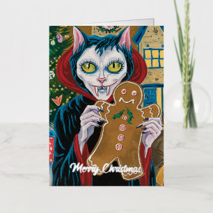 Gato hada vampiro de Navidad con hombre de jengibr