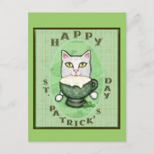 Gato irlandés del café, postal del Día de San Patr