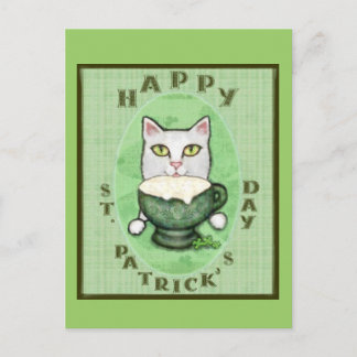 Gato irlandés del café, postal del Día de San Patr