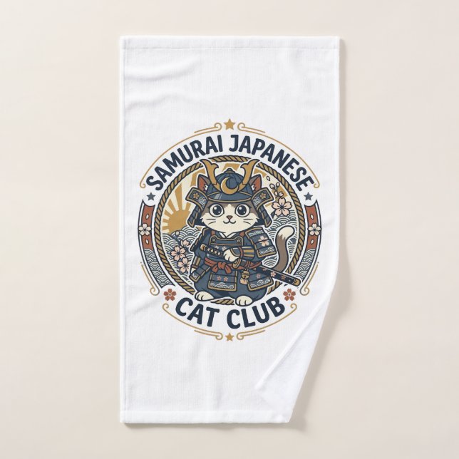 Gato Japonés Samurái Arte Vectorial POD - Samurái  (Toalla de mano)