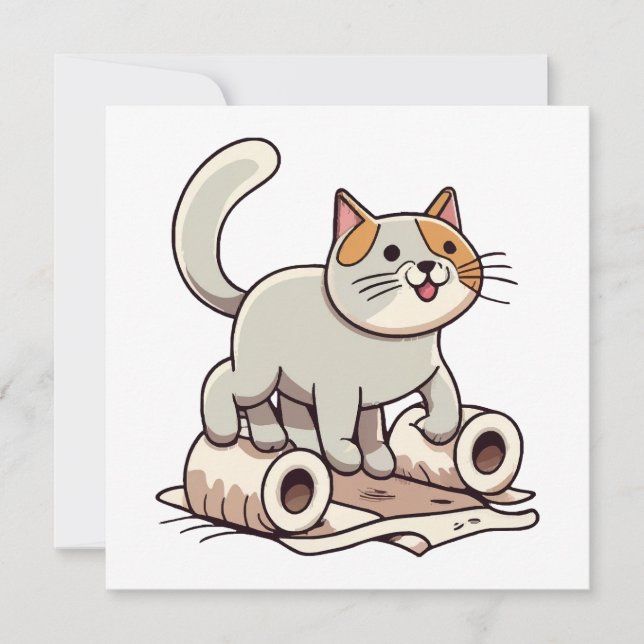 Gato jugando con papel higiénico (Anverso)