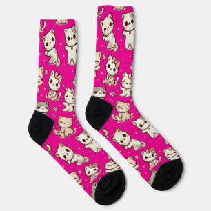 Gato Kawaii Adorable Calcetines rosados - Regalo d