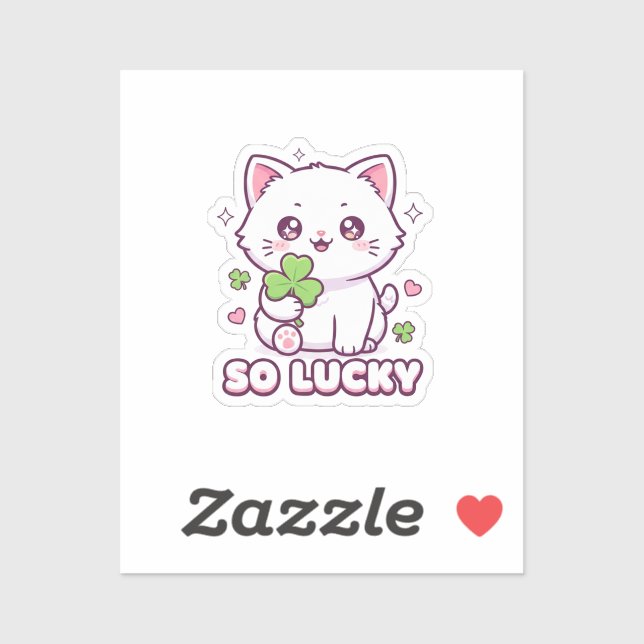 Gato Kawaii Afortunado Maneki Neko Con Pegatina De (Hoja)
