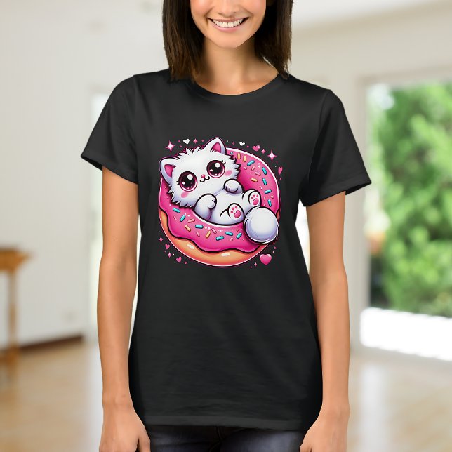 Gato Kawaii Donut Anime Lover Otaku Corta Camiseta (Subido por el creador)