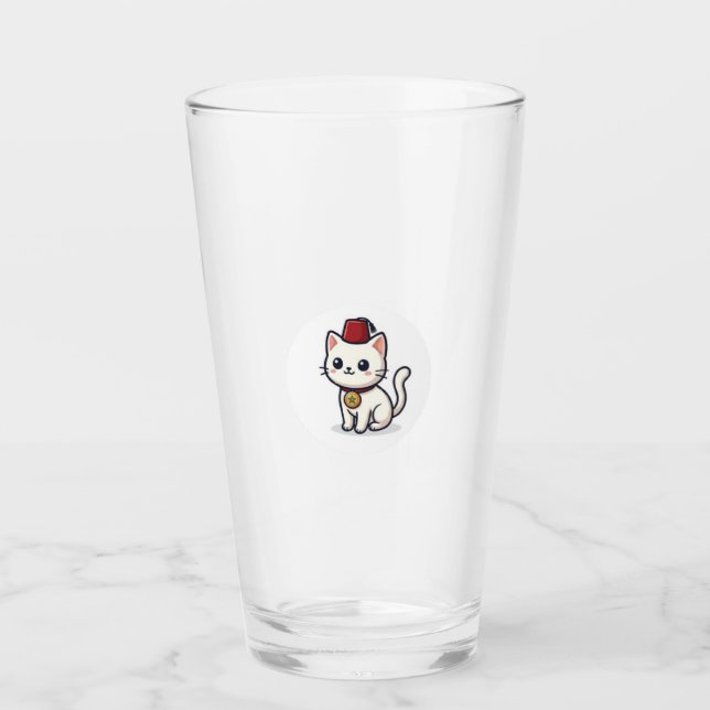 Gato Kawaii marroquí adorable con pegatina Fez (Anverso)