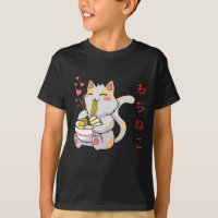 Gato Kawaii Mochi Neko comiendo camiseta de sushi