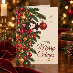 Gato Kitten Merry Catmas Vintage de Navidad