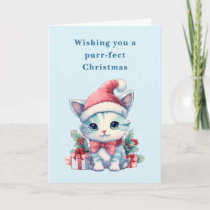 Gato Kitty con sombrero de Santa Navidad perfecta