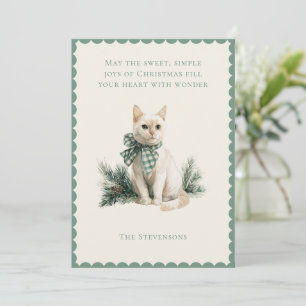 Gato Kitty de Navidad con tarjeta de vacaciones de