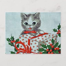 Gato Kitty De Navidad Vintage Con Regalo