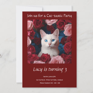Gato Kitty Elegant Garnet Invitación a la fiesta d