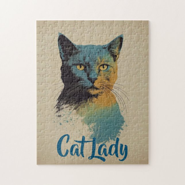 Gato Lady Jigsaw rompecabezas (Vertical)