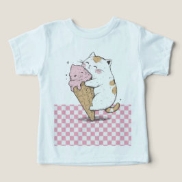 Gato lindo con crema de hielo cone niño pequeño T-