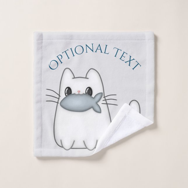 Gato lindo con pescado de premio (Toallita)