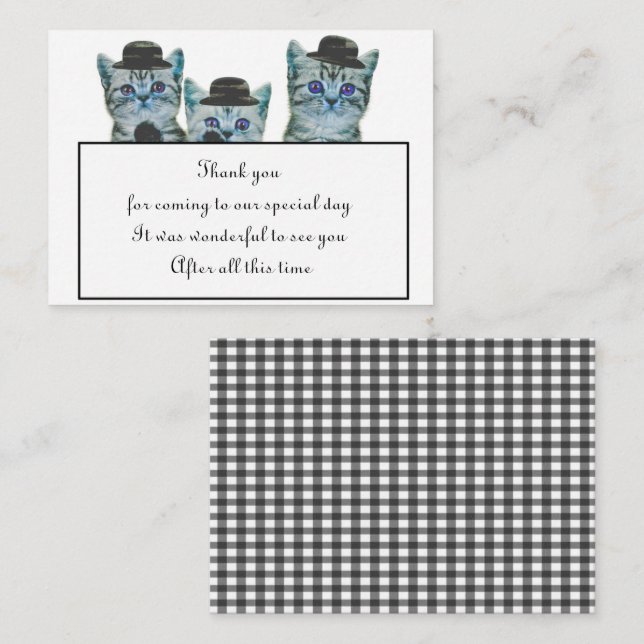 Gato lindo con tarjeta de agradecimiento Gorra (Anverso / Reverso)