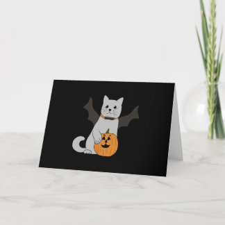 Gato lindo de Halloween con botella de tarjeta de
