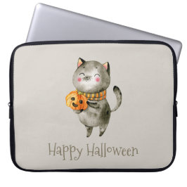 Gato lindo de Halloween con calabaza | Funda Portá