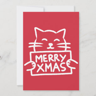 Gato Lindo Dibujado a Mano Feliz Navidad