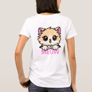 Gato lindo en camiseta de bolsillo