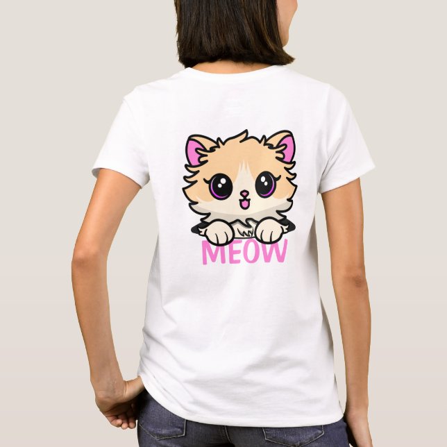 Gato lindo en camiseta de bolsillo (Reverso)