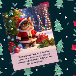 Gato lindo en la tarjeta postal de Navidades de ro