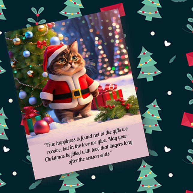 Gato lindo en la tarjeta postal de Navidades de ro (Subido por el creador)