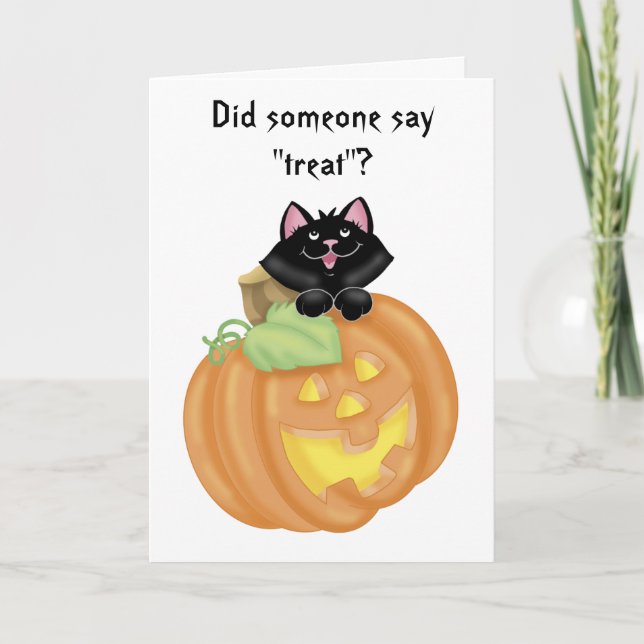 Gato lindo en tarjeta de felicitación tallada de (Anverso)