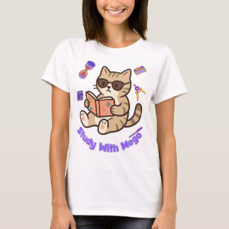 Gato lindo estudiando con camiseta divertida de ga