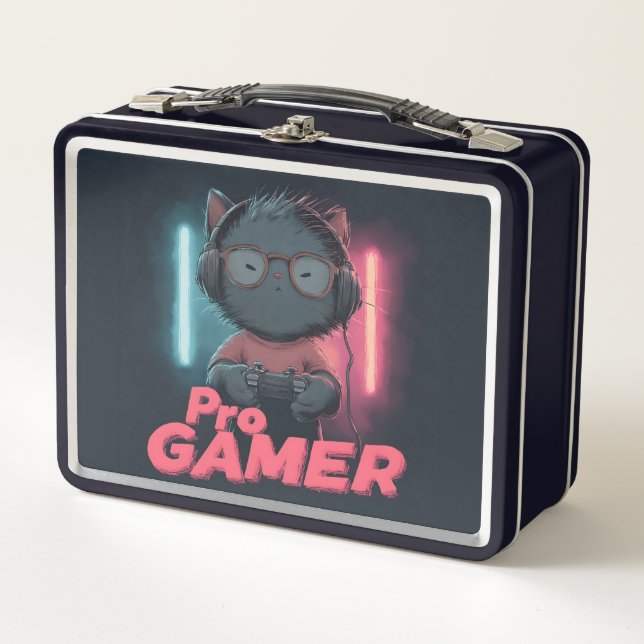 Gato lindo "Pro Gamer" con audífonos (Anverso)