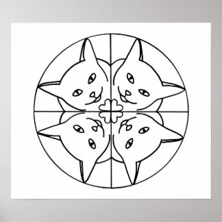 Gato Lover Kaleidoscope Gatos Corazón Posters de c