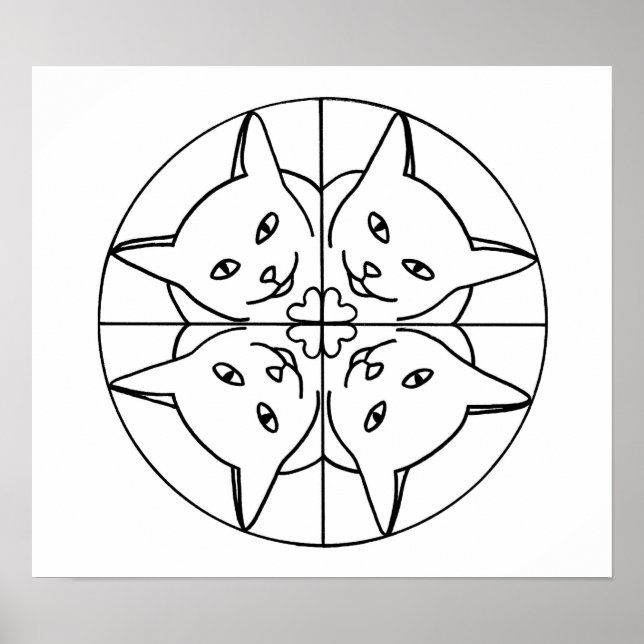Gato Lover Kaleidoscope Gatos Corazón Posters de c (Frente)