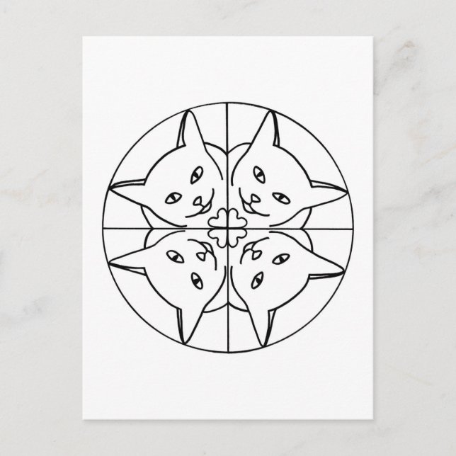 Gato Lover Kaleidoscope Gatos Corazones Postales (Anverso)