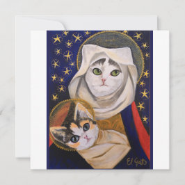 Gato Madonna y niño, familia sagrada, tarjeta de N