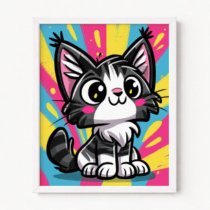 Gato Maine Coon Lindo Arte Pop Cartoon