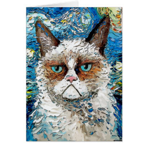 Gato malo de noche estrellada