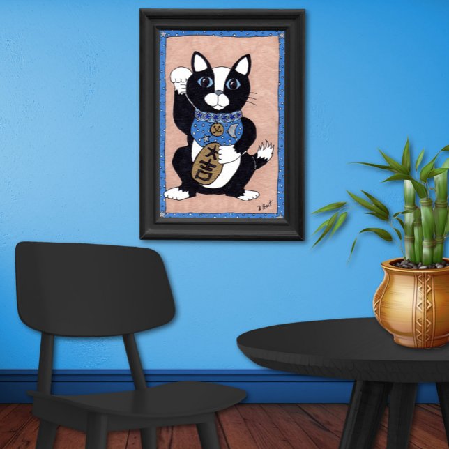 Gato Maneki Neko Japonés con Esmoquin Arte Folclór (Subido por el creador)