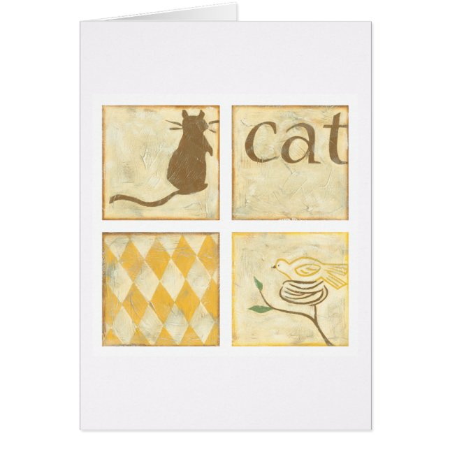 Gato marrón y pájaro amarillo por Chariklia Zarris (Frente)