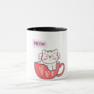 gato maullar en una taza