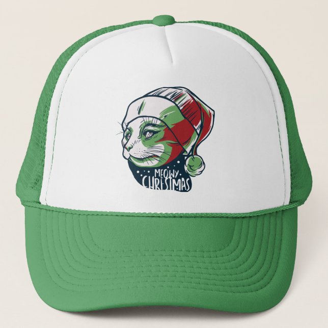 Gato Maullido con Sombrero de Santa (Anverso)