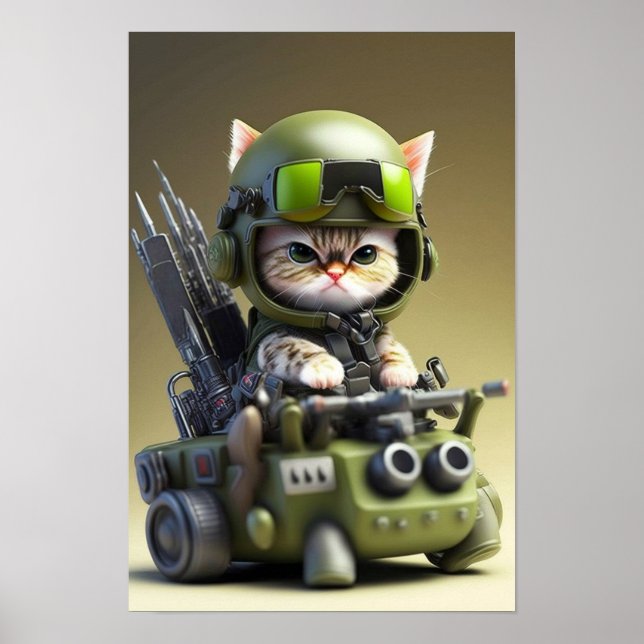 Gato militar de arte poster (Frente)