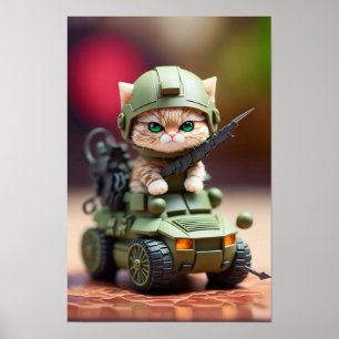Gato militar de arte poster
