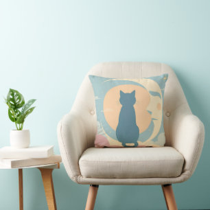Gato Minimalista lindo en la almohada de luna crec