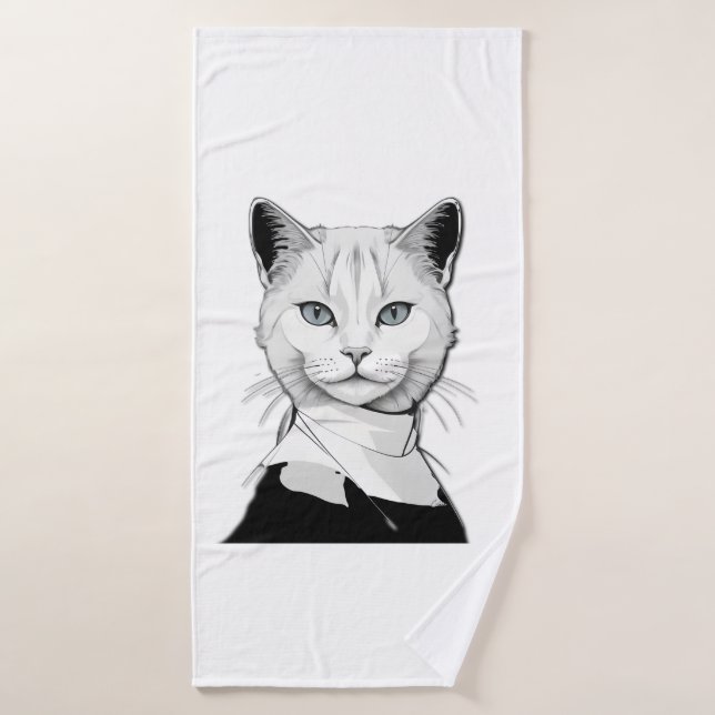 Gato místico blanco y negro de Salem (Toalla de baño)