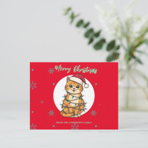 Gato moderno alegre de Navidad copo de nieve gatit