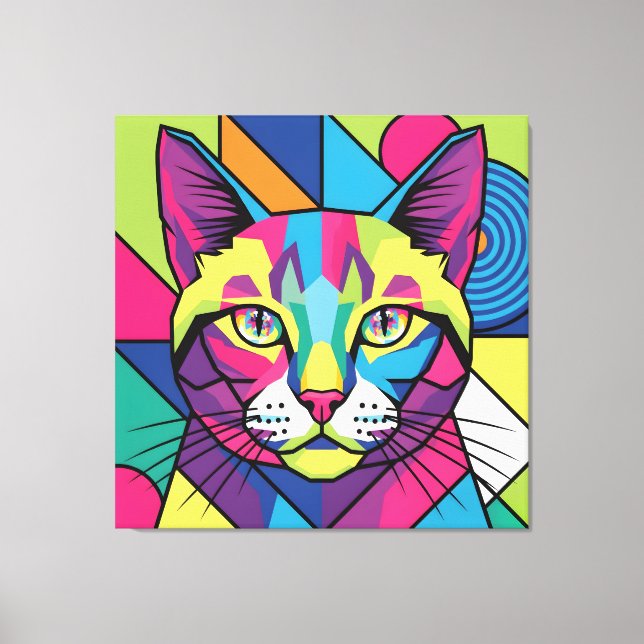 Gato moderno de arte pop abstracto geométrico (Anverso)
