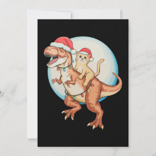 Gato montando dinosaurio T Rex Luna Navidad Xmas
