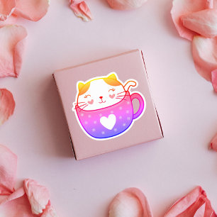 Gato multicolor en pegatinas de peluche
