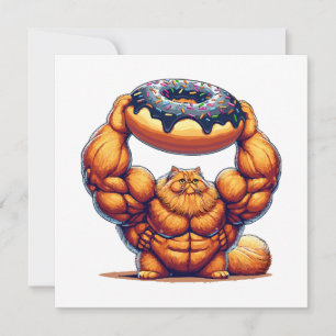 Gato musculoso levantando donut